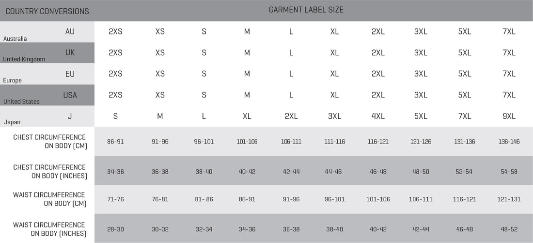 DASH OffRoad Fishing Shirt Size Chart